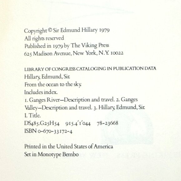 Signed "From The Ocean To The Sky" By Sir Edmund Hillary Hardcover Book 1st Ed. - Picture 7 of 13